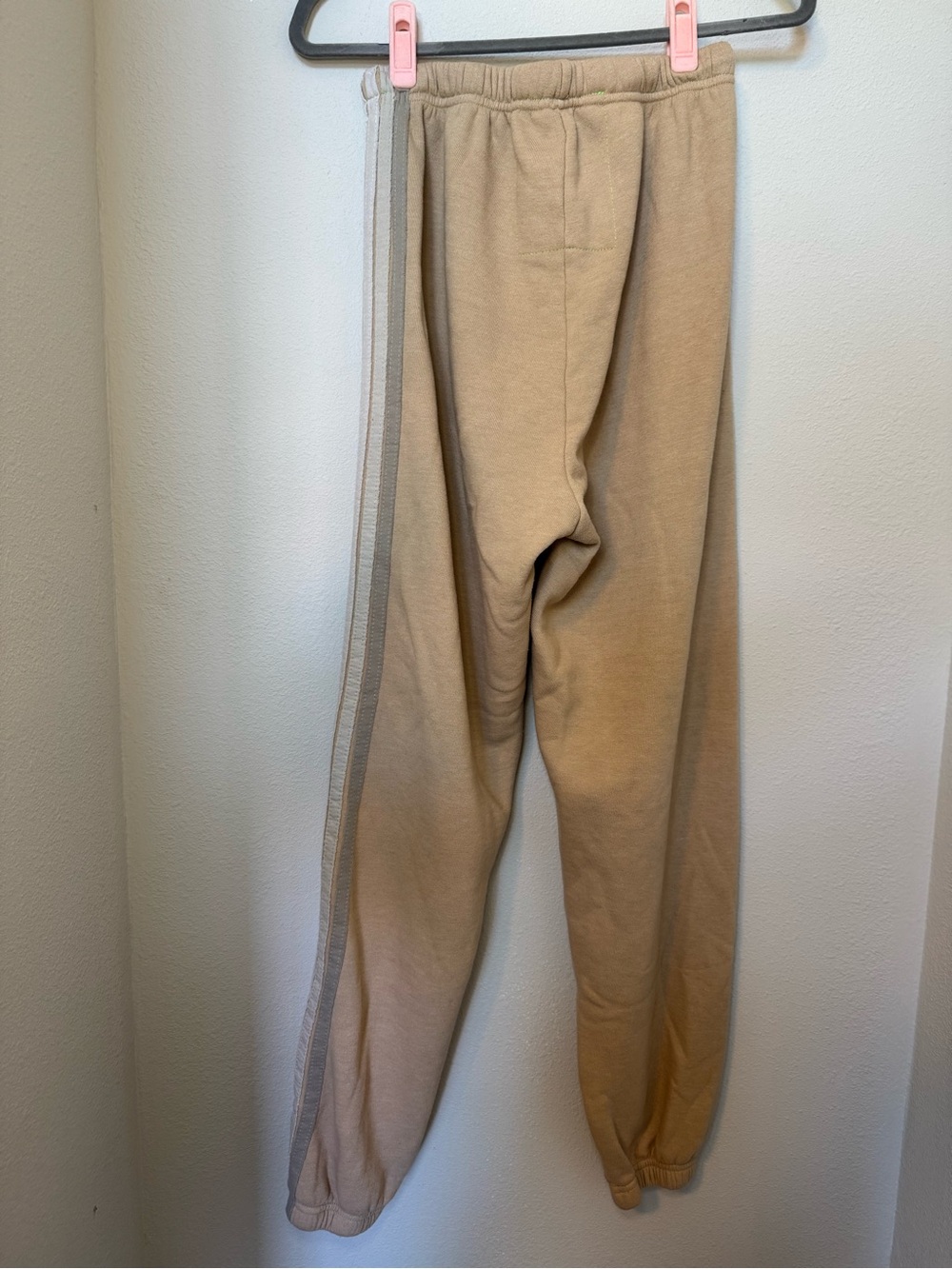 Aviator Nation 5 Stripe Sweatpants in a Sand Tan color - Picture 6 of 7